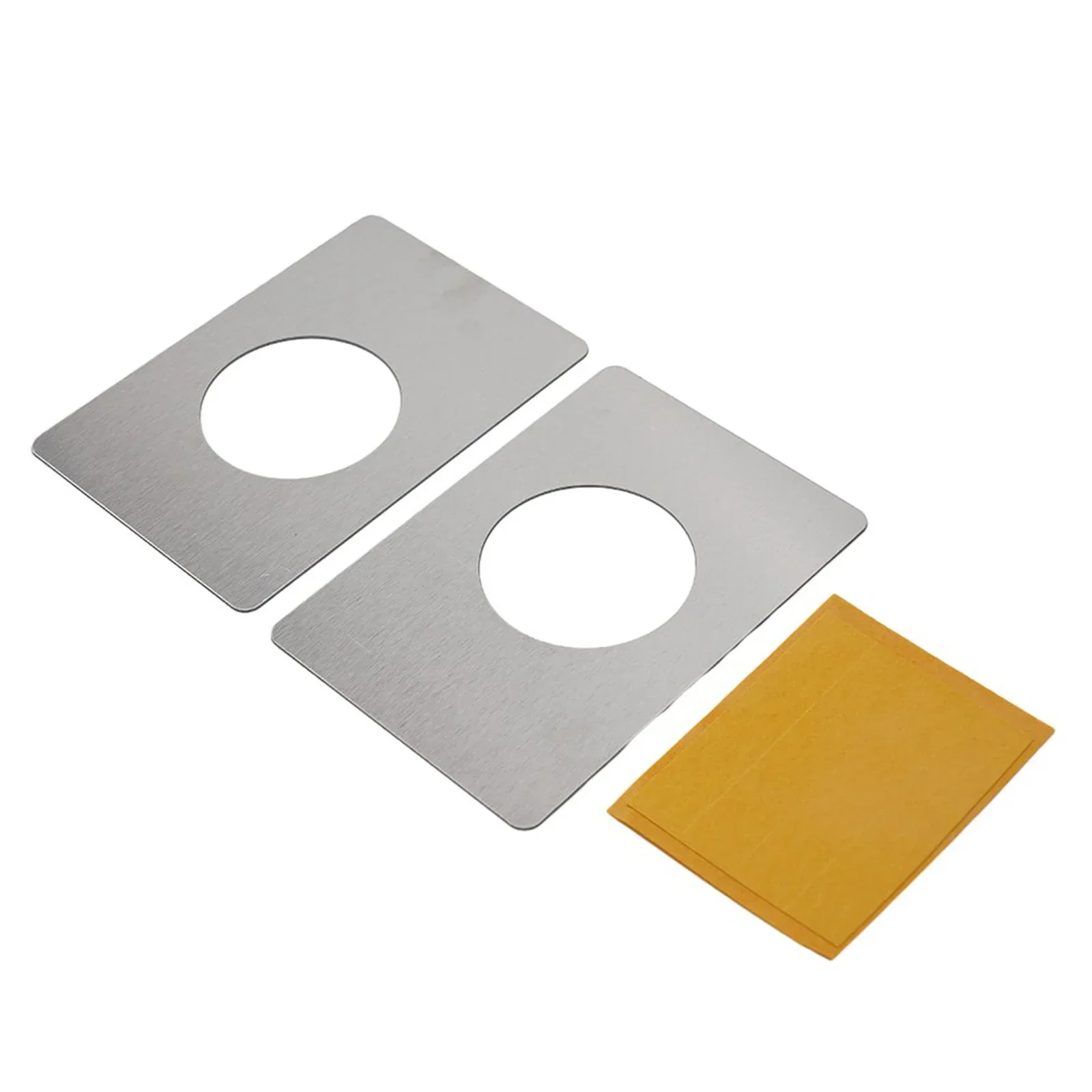 High Quality Brand New Doors Lock Plate Tools Rust Resistant Silver Stainless Steel Rounded Corners With Tape 2Pcs