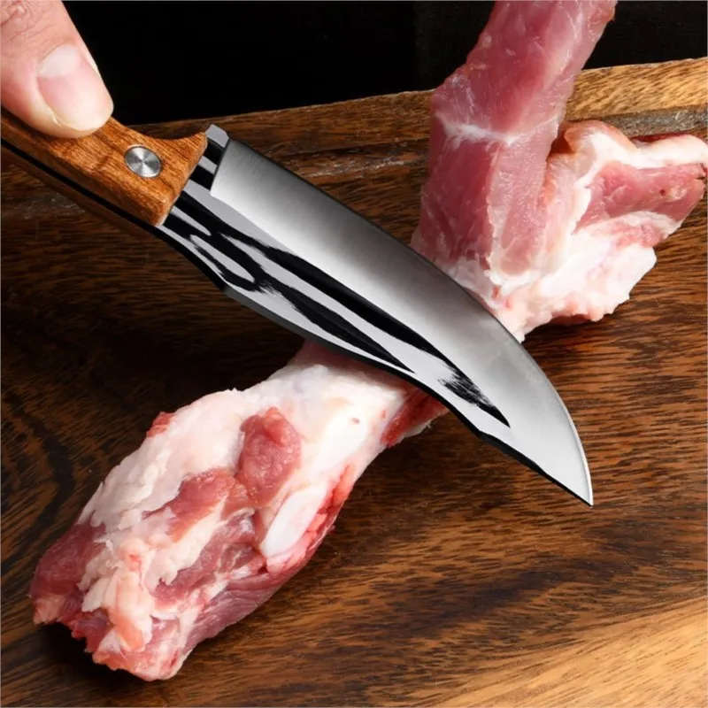 Outdoor Cutting Knife Hand-forged High-hardness Fine Steel Cutting Tool Forging Shaving Bone Knife Household Meat Eating Knife