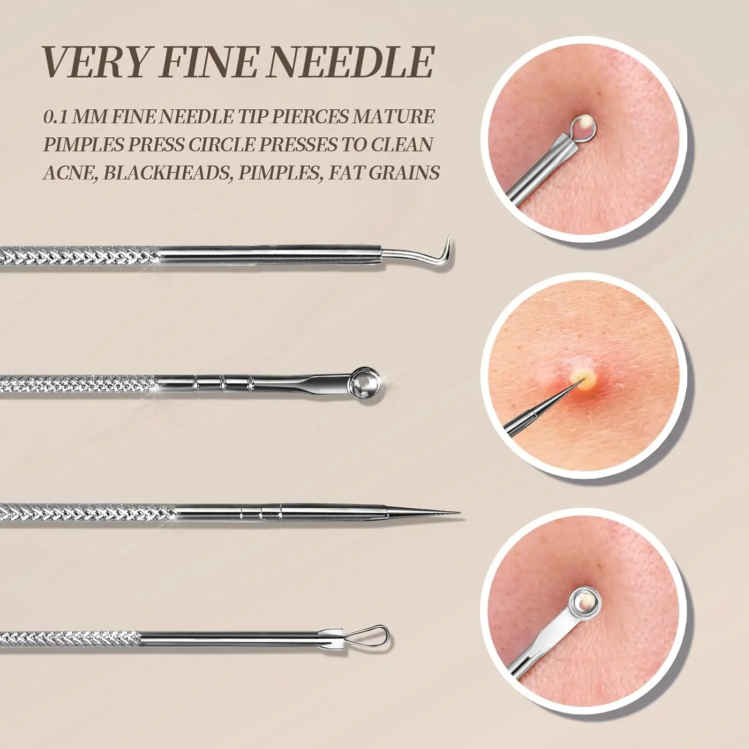 9個のプロフェッショナルな黒ずみ除去ピンセットとニキビ除去ツールキット、女性用ステンレス鋼黒ずみ除去ツール