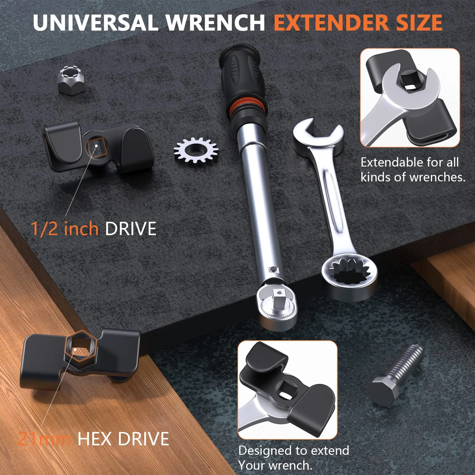 Universal Wrench Extender, Adaptador Tool for Cheater, Bar Estender Wrenches Tool para Alavancar sobre parafusos de porcas teimosas