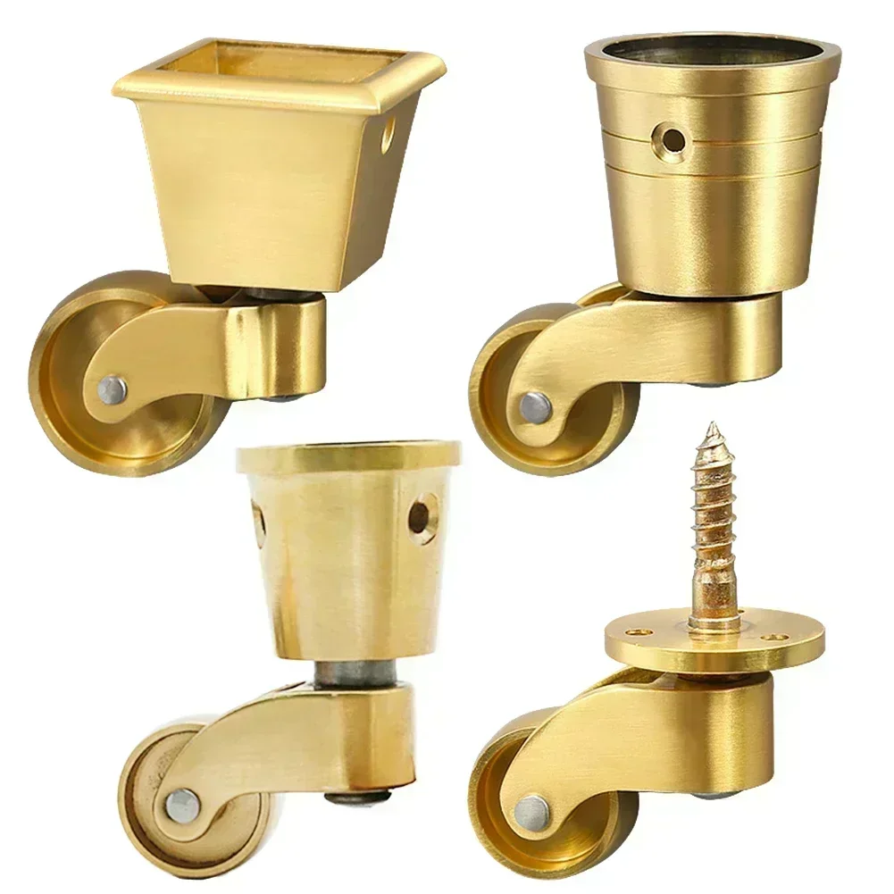 

360 Degree Rotation Brass Caster Wheels Living Room T4920 5.8*2.5*2.2cm Brass Furniture Wheels Versatile Application