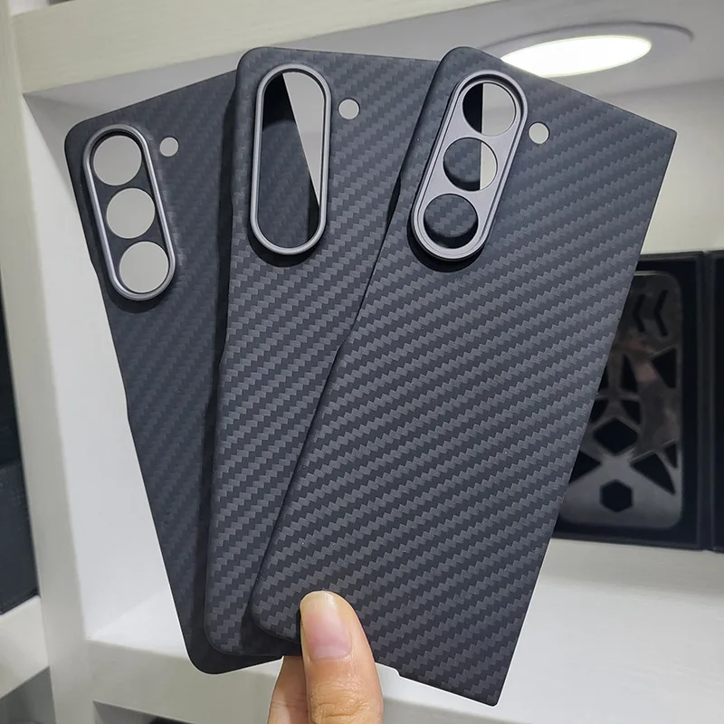 

100% Real Carbon Fiber Case for Samsung Z Fold 5 Aramid Ultra-thin Lightweight Protective Phone Cover with Metal Lens Protection