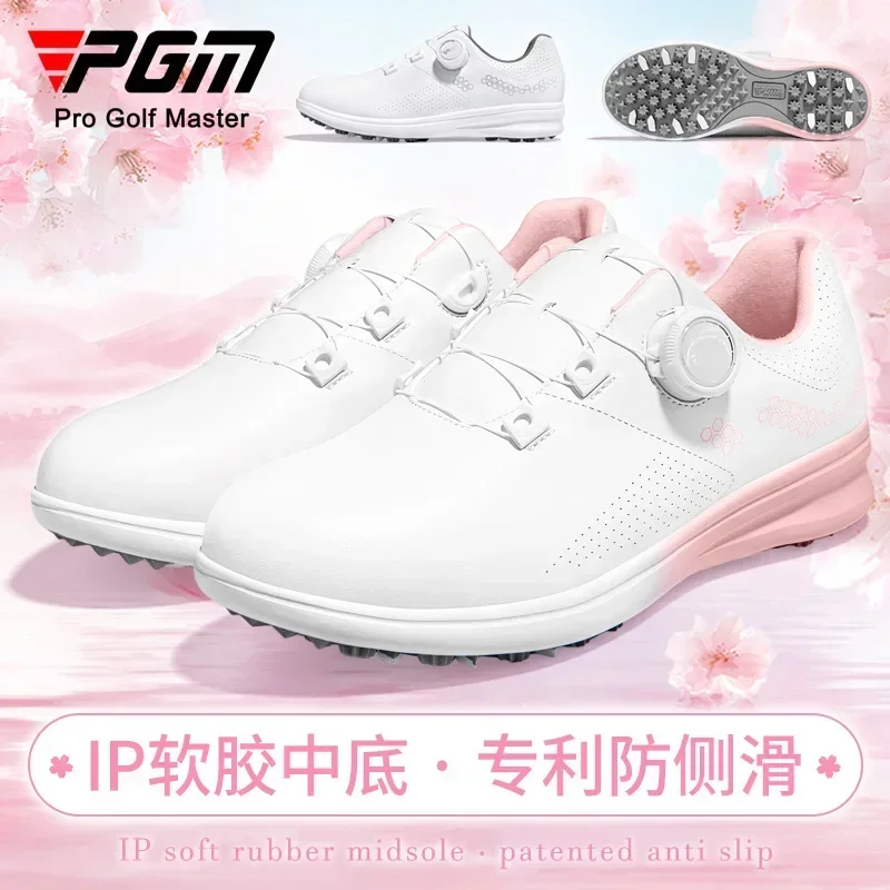 

PGM Sakura Golf Sneakers Women's Waterproof Sports Shoes Anti Slip Lightweight Knob Comfortable and Comfortable Cushioning