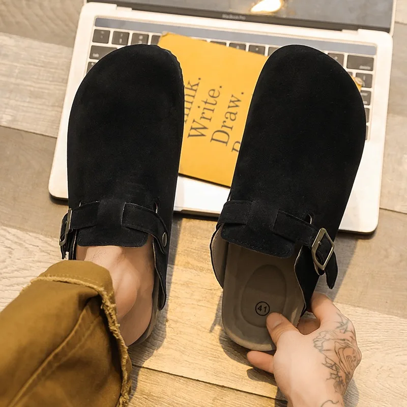 

2026 New Style Leather Fashionable Men's and Women's Leather Sandals, Anti-slip, Vintage Casual Spring and Autumn Beach Shoes