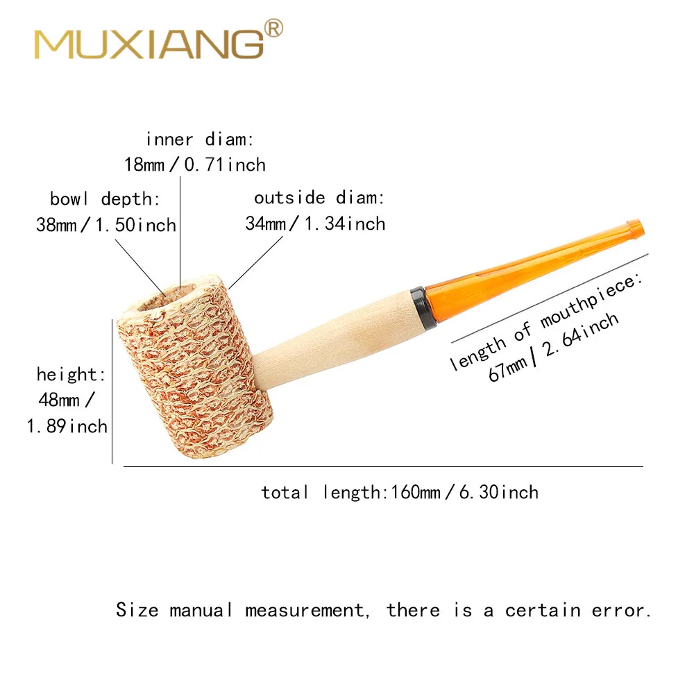 Corncob Pipes  ，Corn Tobacco Pipe ，Straight Cigarette Pipes Practice Smoking Pipe Smoking Cigarette Holder Mouthpiece Accessory