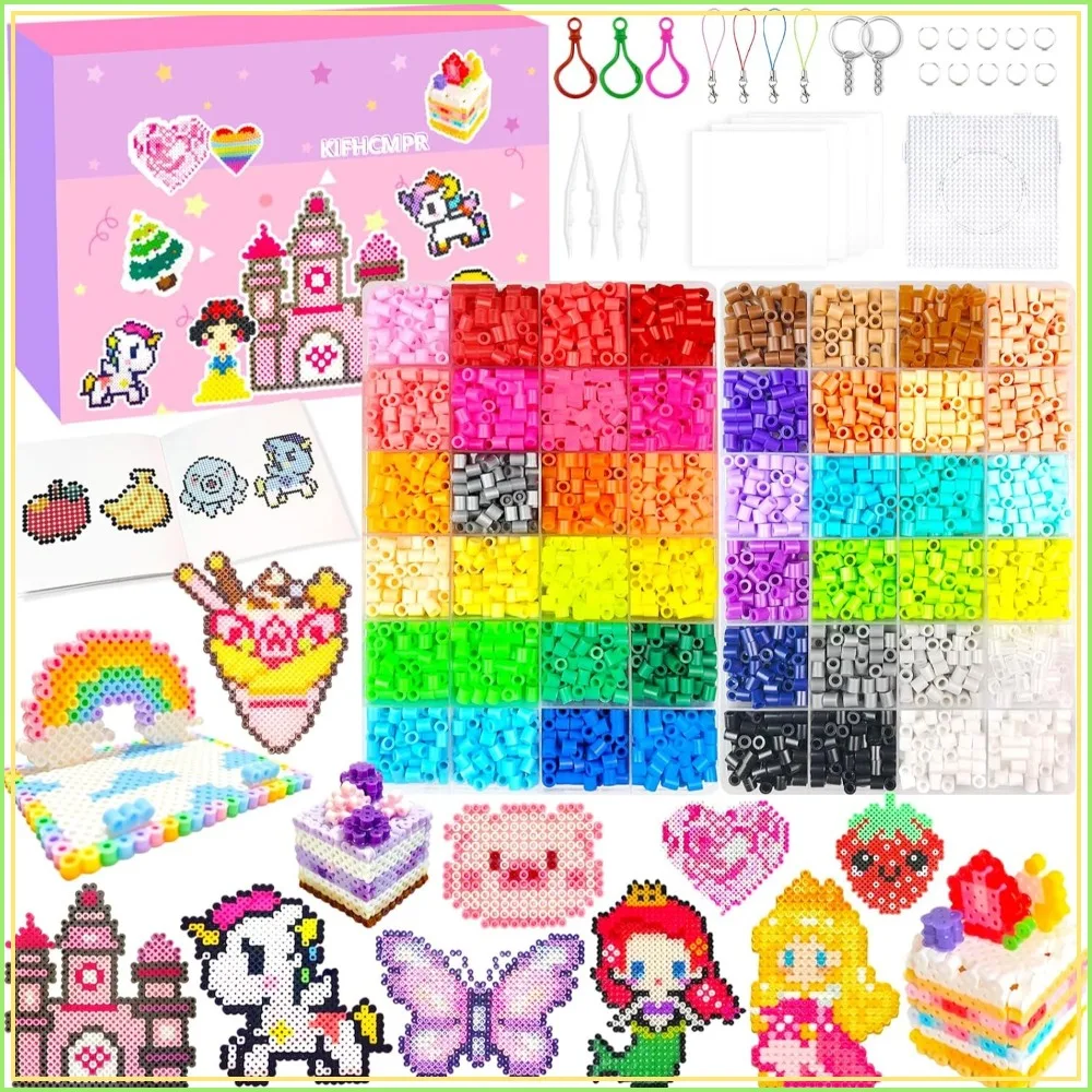

48 Colors 5mm Fuse Beads Kit for Kids Crafts with Pegboard, Ironing Papers, Accessories, 2 Boxes, Gift for Girls & Boys