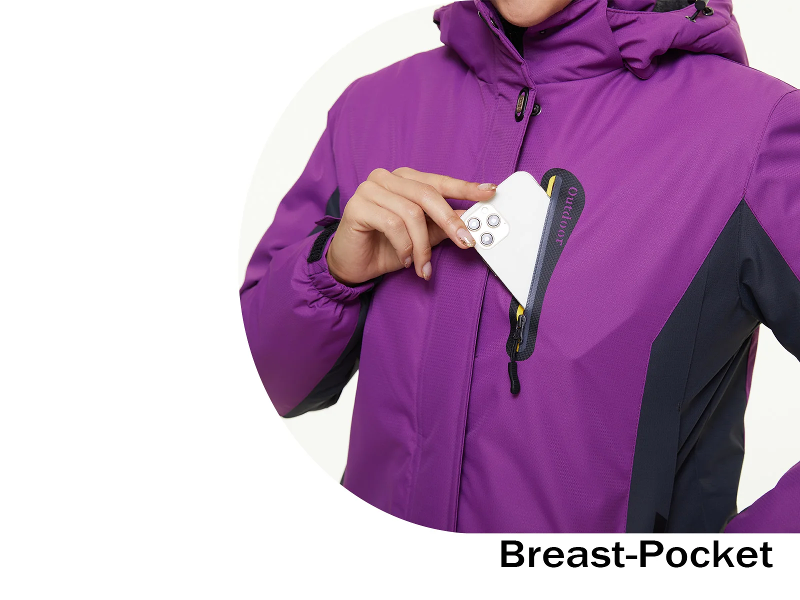 TACVASEN Womens Multi-pocket Ski Jacket with Detachable Hood Windproof Water-Resistant Fleece Lined Coat Wear-resistant Softshel