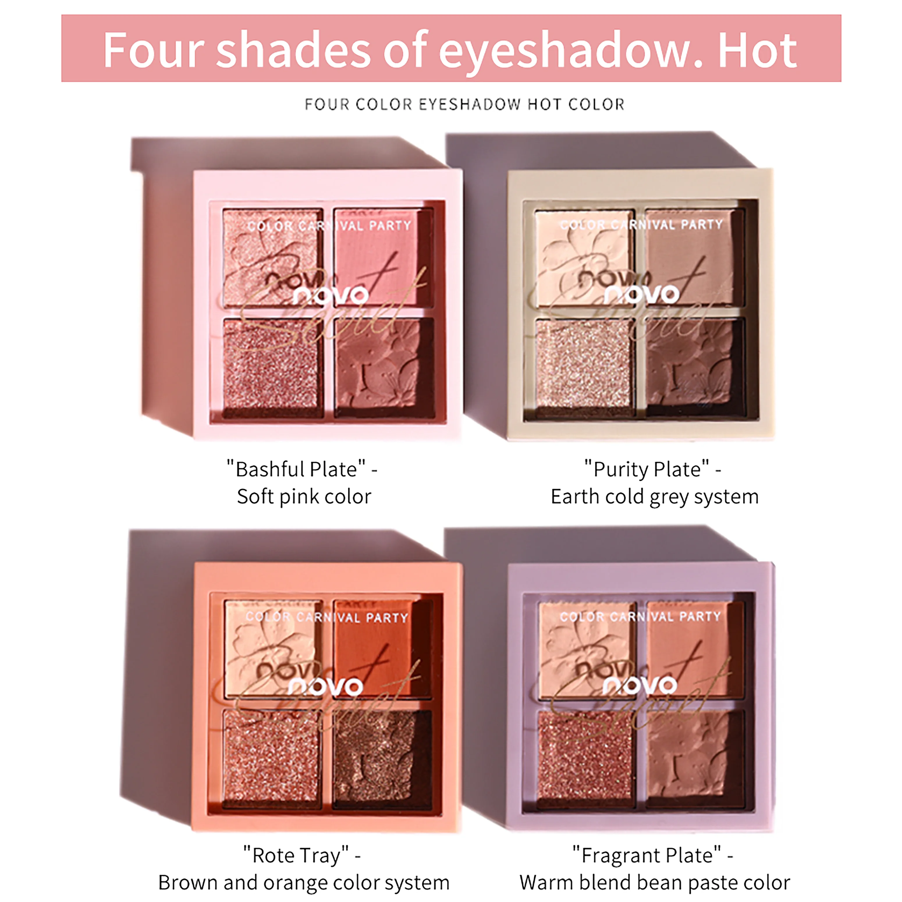 พาเลทอายแชโดว์สี่เฉดสีเนื้อแมทท์ ผสมกลิตเตอร์ประกายละเอียดและโทนสีเอิร์ธโทนประกายมุก