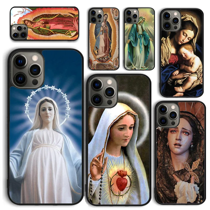 Holy Mother Virgin Mary Christian Phone Case for iPhone 16 15 14 12 13 mini PLUS X XS XR 11 PRO MAX Back Cover Fundas