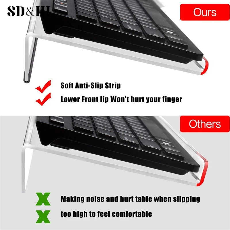 Keyboard Display Stand Laptop Stand Keyboard Riser Notebook Computer Keyboard Feet Acrylic Adjustable Tilting Keyboard Lifter
