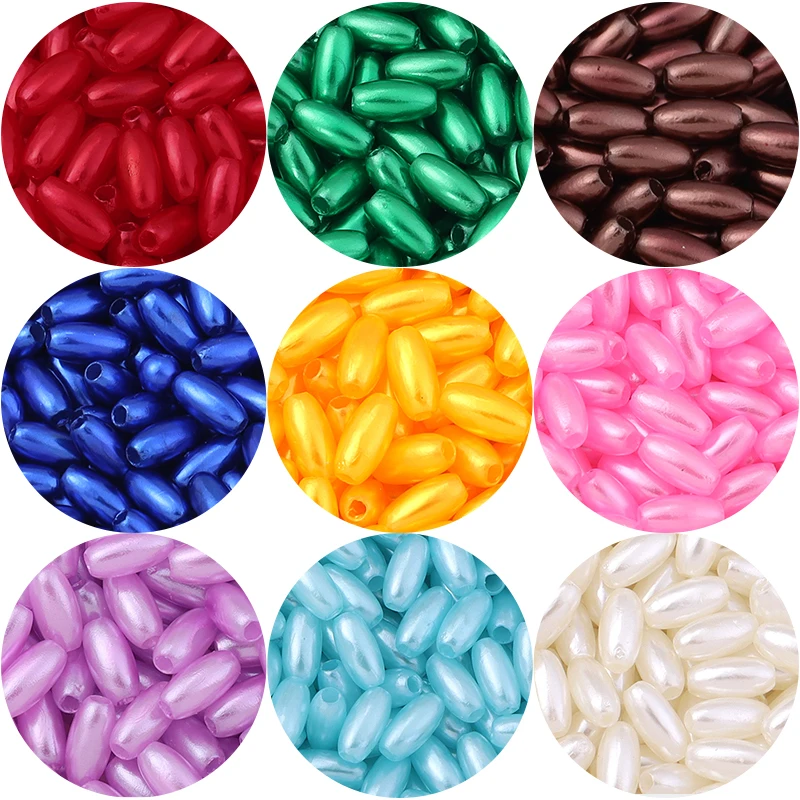 100-200pcs Oval Rice Imitation Pearl Beads for Jewelry Making Sewing Garment Beads Acrylic Spacer Beads DIY Bracelet Necklace