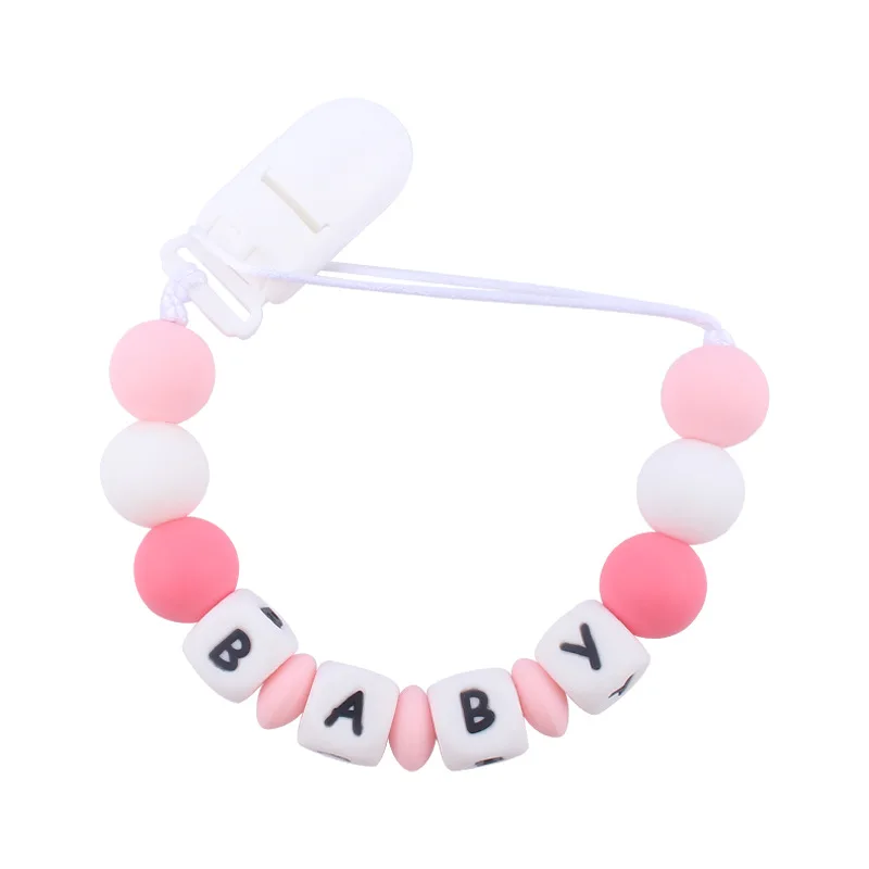 Personalized with Name Baby Pacifier Clips Cute Silicone Dummy Nipples Holder Clip Chain Teething Toy Accessories Infant Feeding