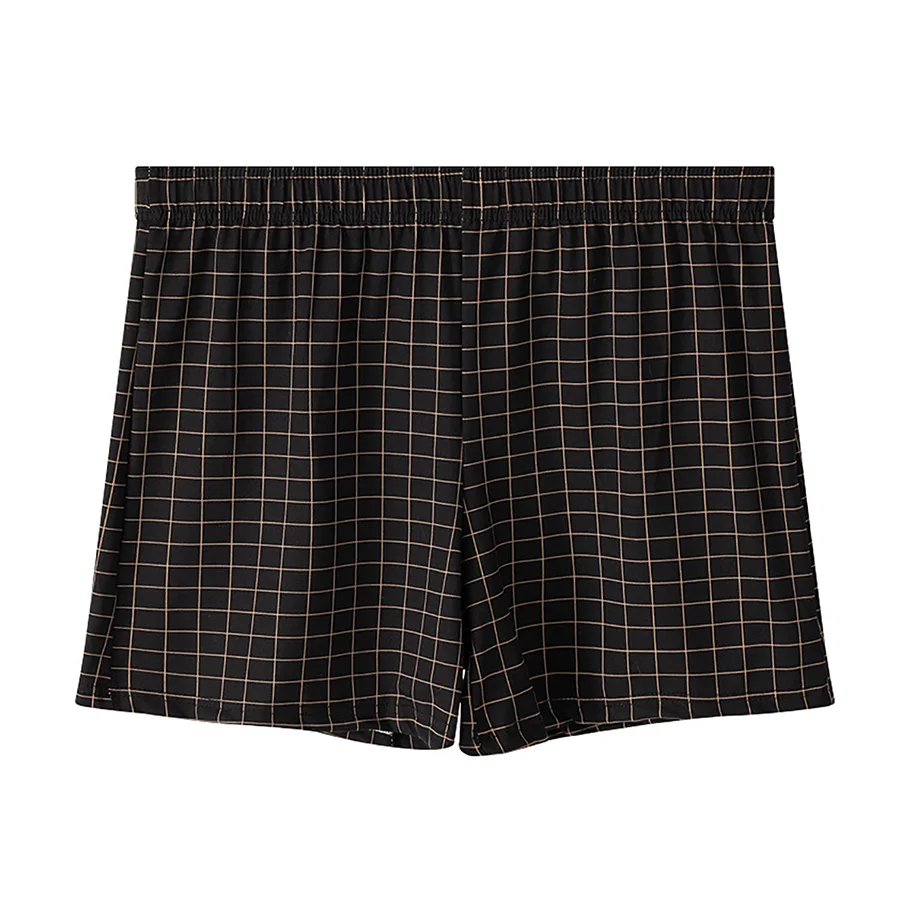 2-Pack Random Men's Polyester Lounge Shorts, Classic Plaid Checkered Boxer Shorts, Loose Fit Casual Sleepwear Underwear