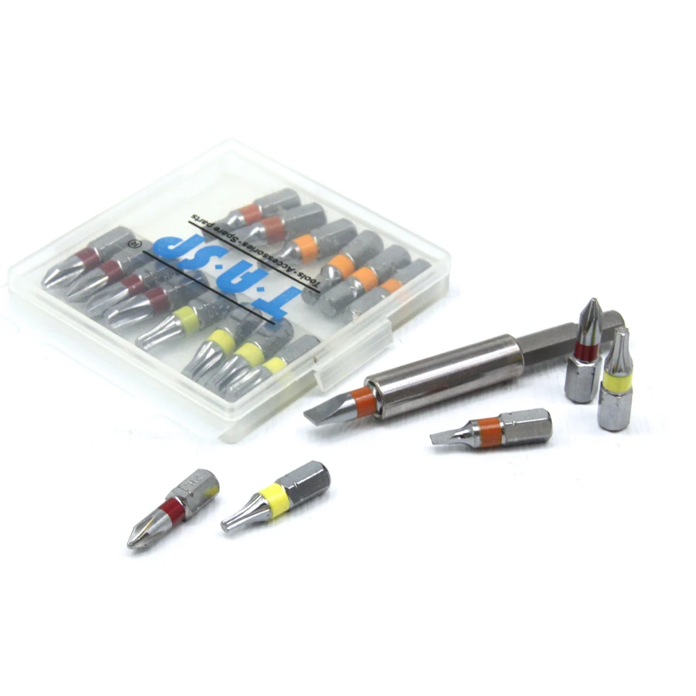 TASP 20pcs Colour Coded Screwdriver Bit Set Head PH Torx Flat Hex Head with Magnetic Holder & Storage Box - MSWB2025