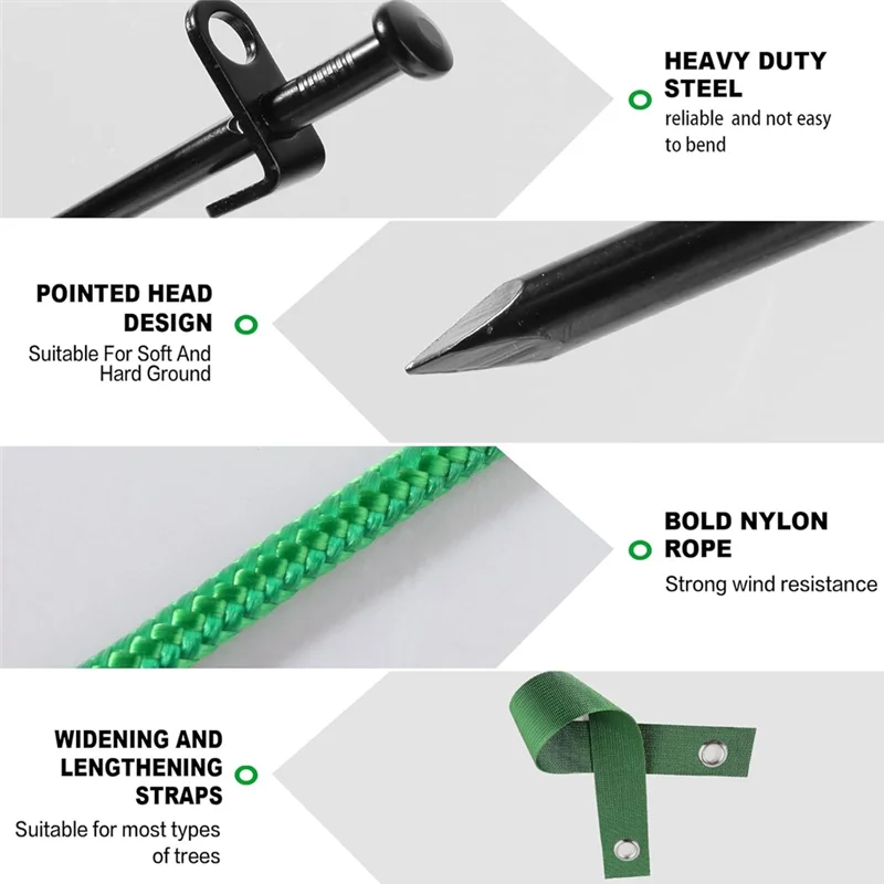 

【Flash Deal】Heavy Duty Tree Stake Kit Tree Stakes Straps For Straightening Young Trees 3Pcs Metal Stakes,3Pcs Rope For Anchoring