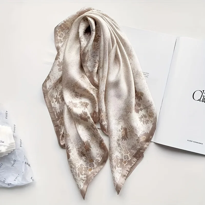 

Satin Square Silk Hair Scarf Women Small Soft Neck Muffler Hijab Lady Shawls Handkerchief Print Female Head Bandana Bufanda