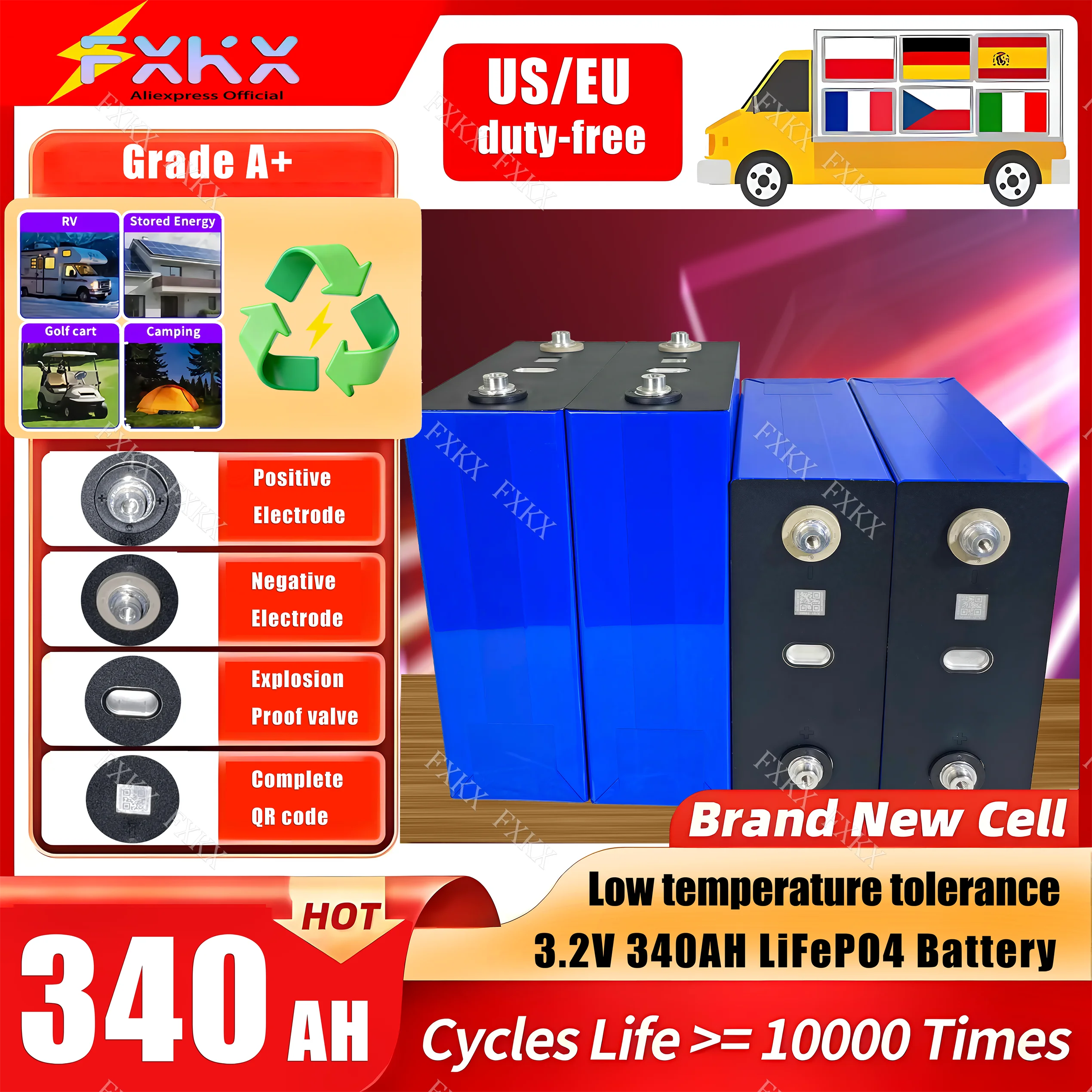 Lifepo4 3.2V 340AH …