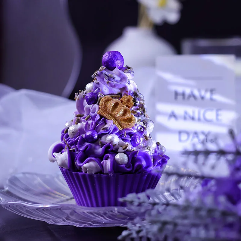 Crown of Lavender Cupcale Soap Lavender Scent Birthdays and Weddings Cute Food‑Style Decorative Soap Holiday Gift for Women