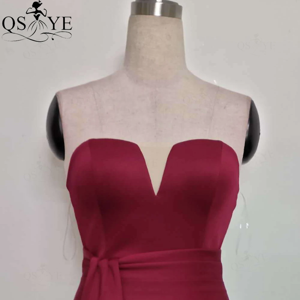 Burgundy Mini Cocktail Dresses Sheath Elastic Short Prom Gown Off Shoulder Sweetheart neck Ruched Waist Bow Ribbon Party Gown