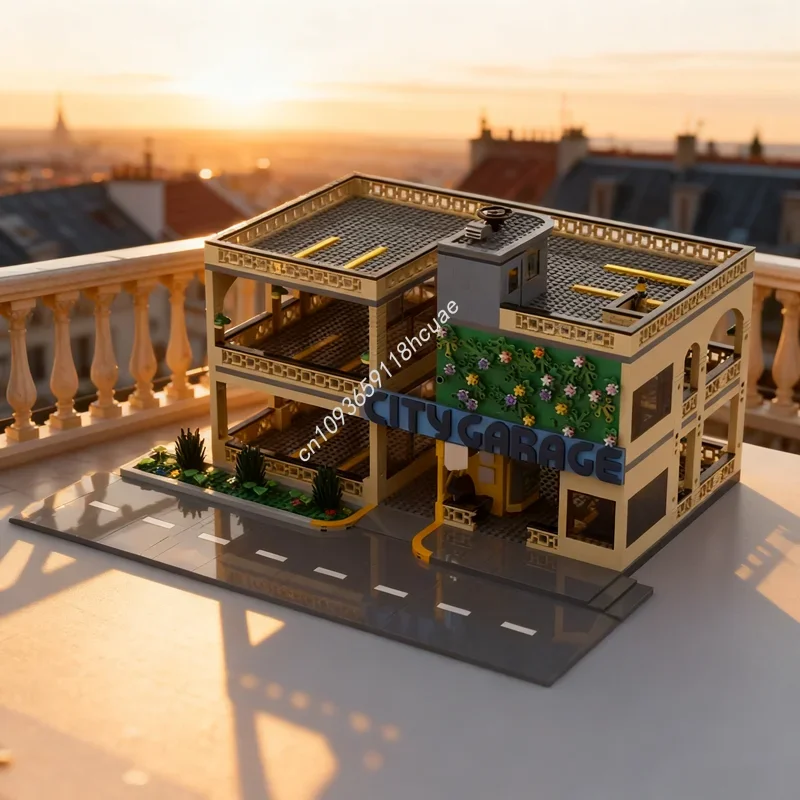 

Набор для сборки MOC City Garage (1921 деталь): Автомобильный лифт, модель города, строительные блоки, развивающая игрушка, идея для самостоятельной сборки, подарок на Рождество, на день рождения для детей