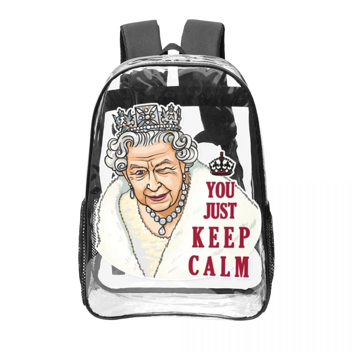 England Queen Elizabeth Fashionable and trendy Transparent backpack, comfortable and durable student backpack