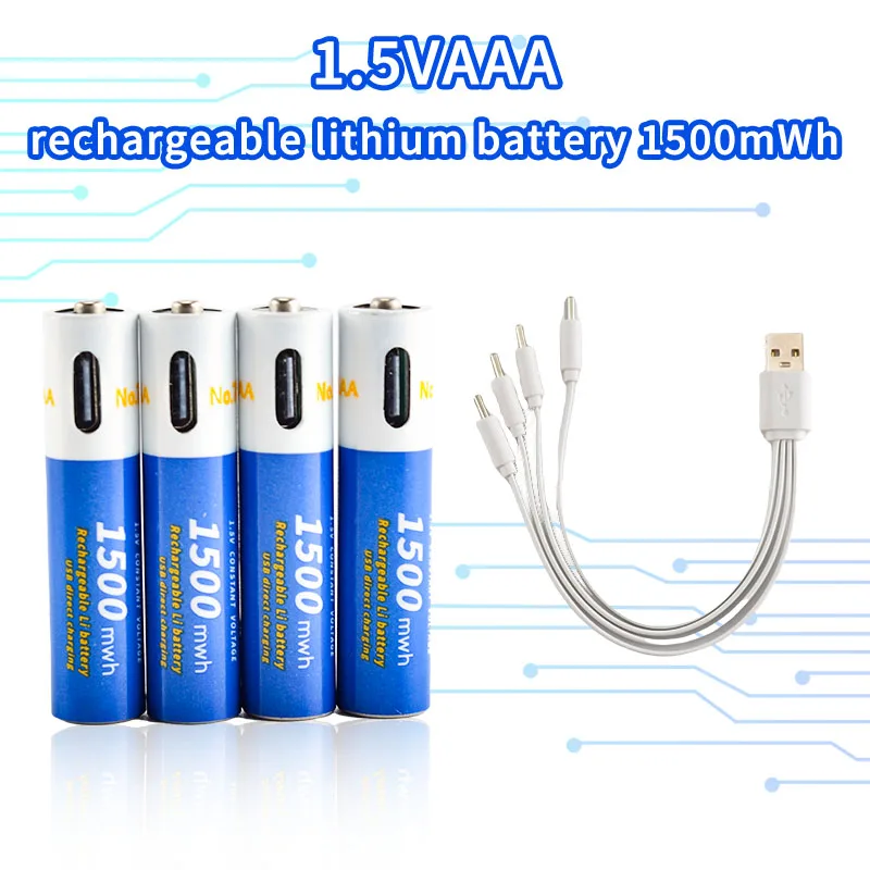 New 1.5v AAA battery Rechargeable lithium battery 1500mWh environment protection USB TYPE-C charging port for direct charging