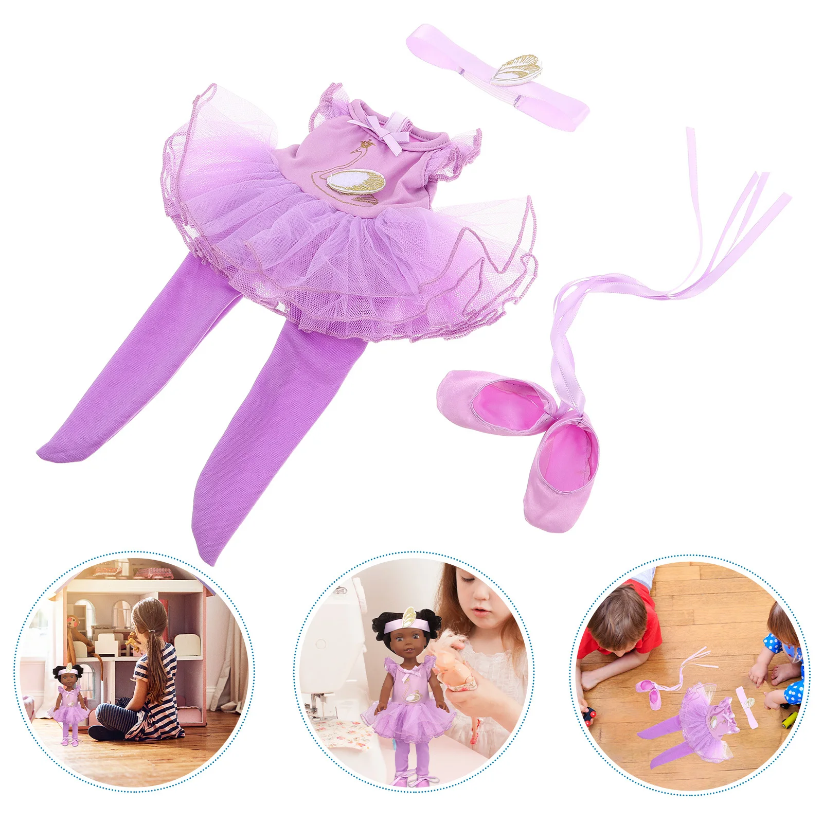 

Headband Ballet Costume Dancewear for with Shoes Dress Tutu Ballerina Outfit Violet Accessories