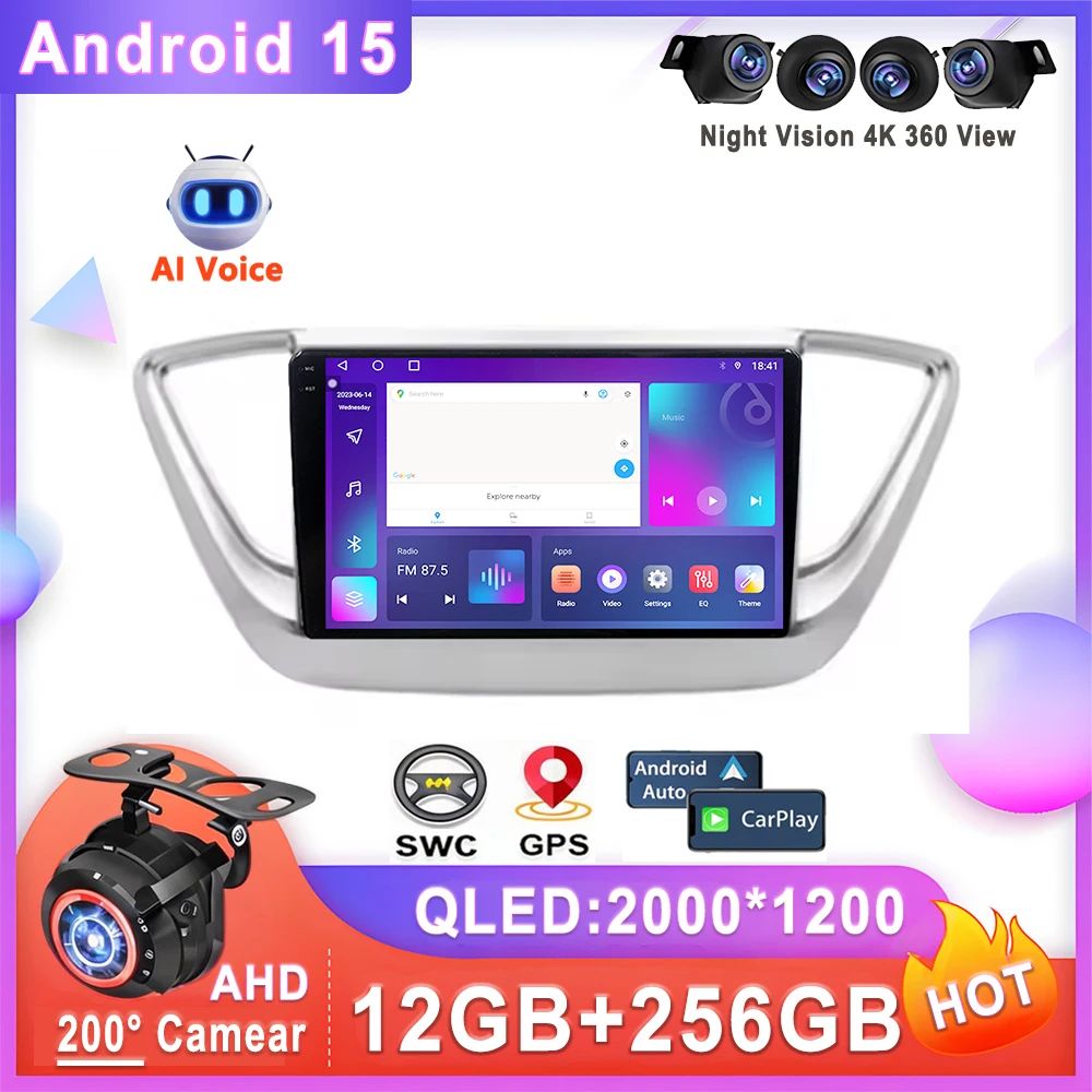 

Android 15 For Hyundai Solaris 2 Verna Accent 2017 - 2020 Car DVD Stereo Multimedia Player Auto Radio Navigation Head Unit 5G