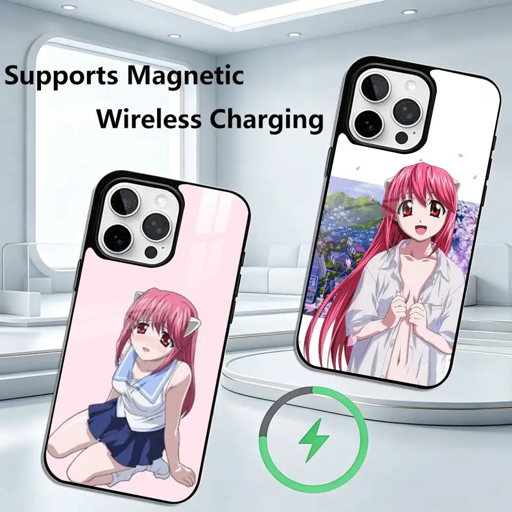 

E-Elfen Lied L-Lilium Lucy Phone Case For iPhone17,16,15,14,13,12,11 Plus,Pro Compatible with magnetic wireless charging