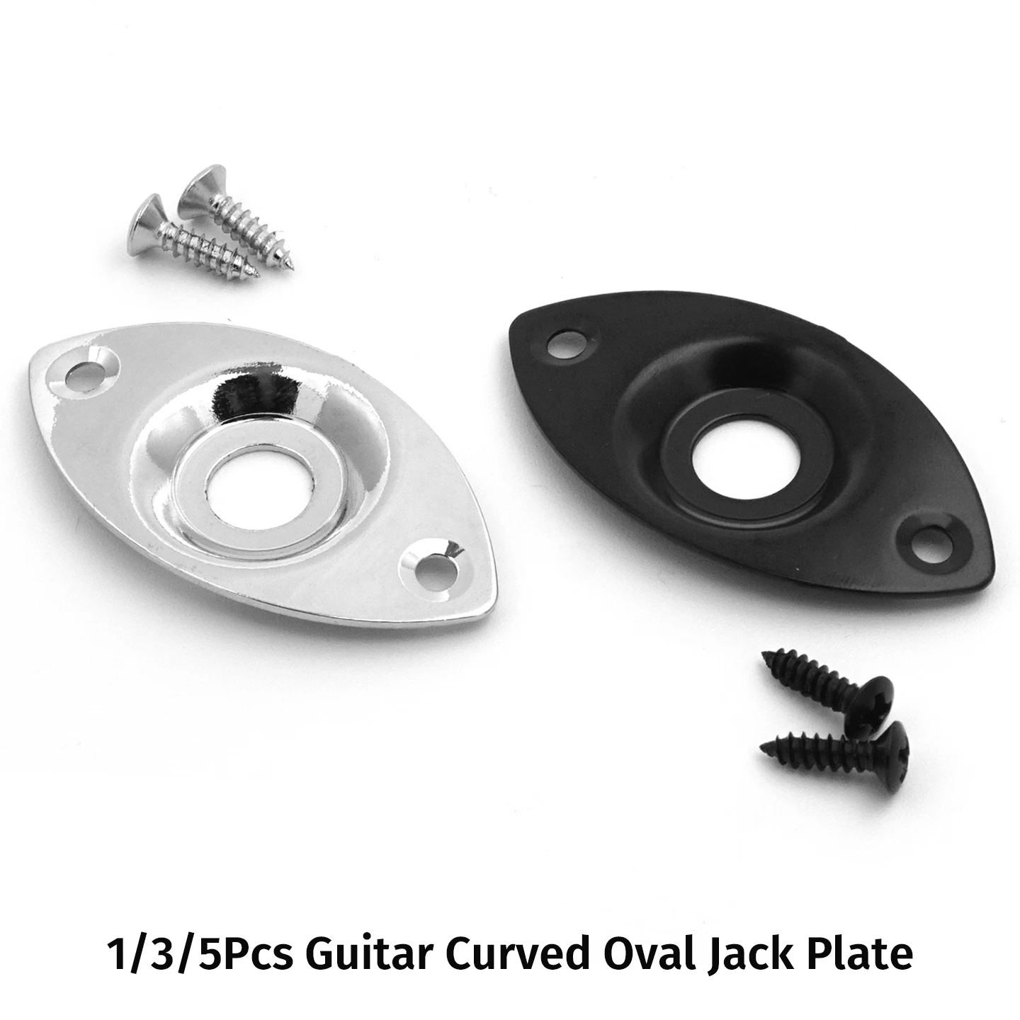 1/3/5Pcs Guitar Mono Output Jack Plate Curved Recessed Oval Socket Plate with Screws for Electric Guitar Bass Parts