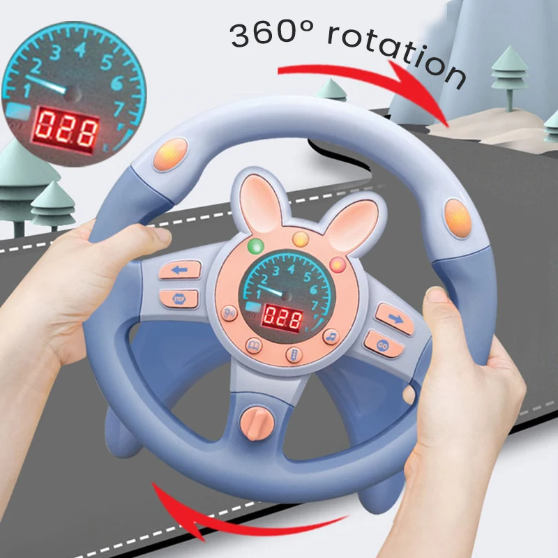 Infant Shining Simulation Steering Wheel Toys Children's Toy Kids Early Education Copilots Stroller Steering Wheel Vocal Toys