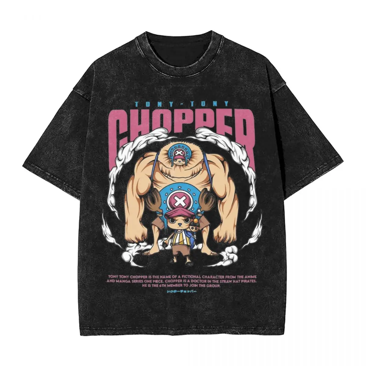 

Tony Tony Chopper Washed T Shirt Streetwear Hip Hop Vintage T-Shirts Tees Men Women Short Sleeve Street Printed