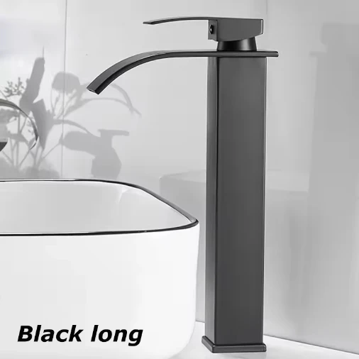 Watervalwastafel Roestvrij staal Hoge en lage kraan Zwart Warm en koud toilet Wastafel Badkamer
