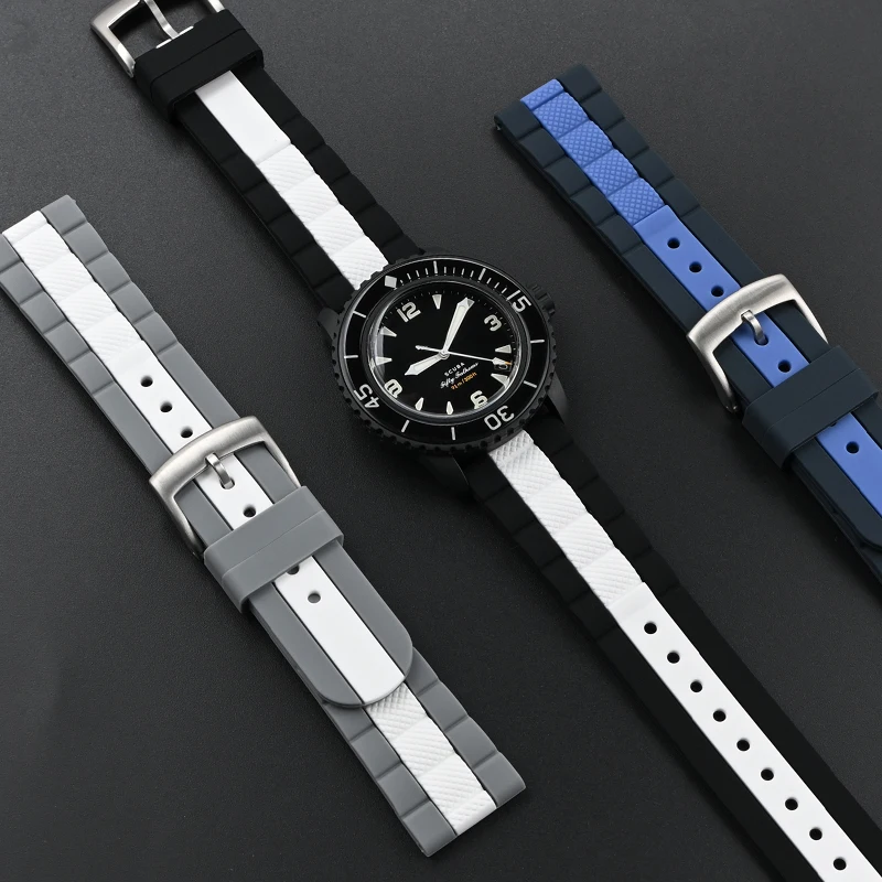 Correa de reloj de goma de silicona para Swatch X Blancpain Five Oceans, correa de repuesto de 22mm, pulsera deportiva Universal para Seiko Casio