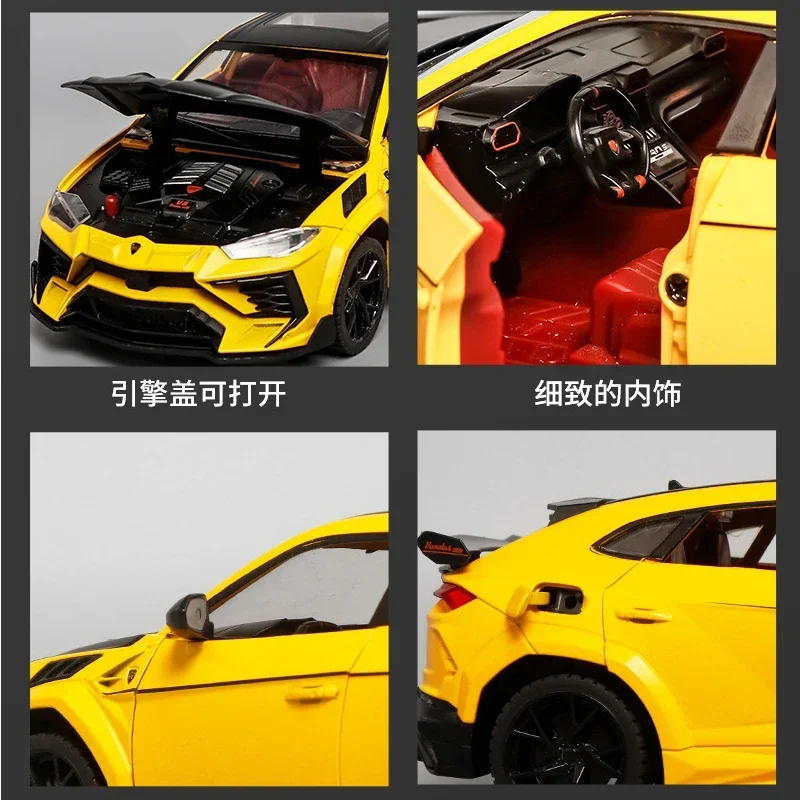 1:24 우루스 SUV 개조 버전 다이캐스트 금속 합금 모델카 사운드 라이트 풀백 컬렉션 어린이 장난감 선물