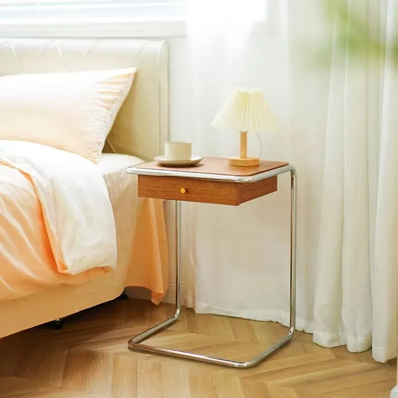 Nordic Retro Solid Wood Bedside Table Cherry Sofa Side Cabinet with Storage for Bedroom Living Room Corner