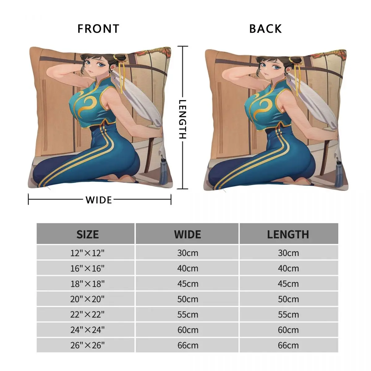 Street Fighter Chun-Li Locker Room Square Pillowcase Polyester Linen Velvet Pattern Zip Decor Sofa Seater Cushion Cover