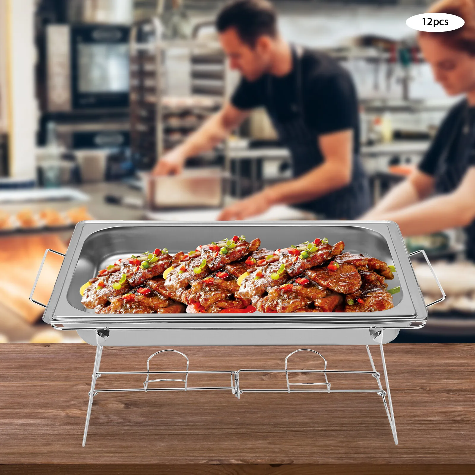 

12pcs Foldable ChafingWire Racks Full Size Catering Buffet Stand Serving Tray
