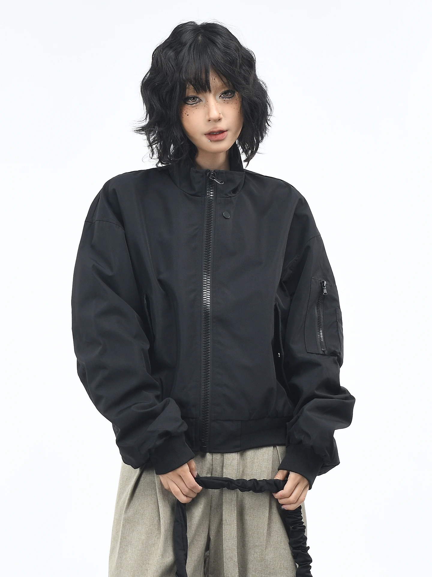 

OV Original American Sle Pleated Design Pilot Jaet Women's Loose ort Workwear Coat Men's Trendy Brand Fall Collection