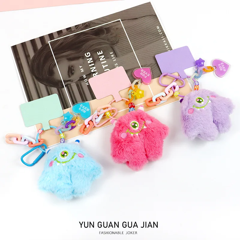 Kawaii Plush Phone Charms Cute Little Monster Smartphone Pendants for iPhone Samsung  Xiaomi Huawei Girls Bags Keys chains