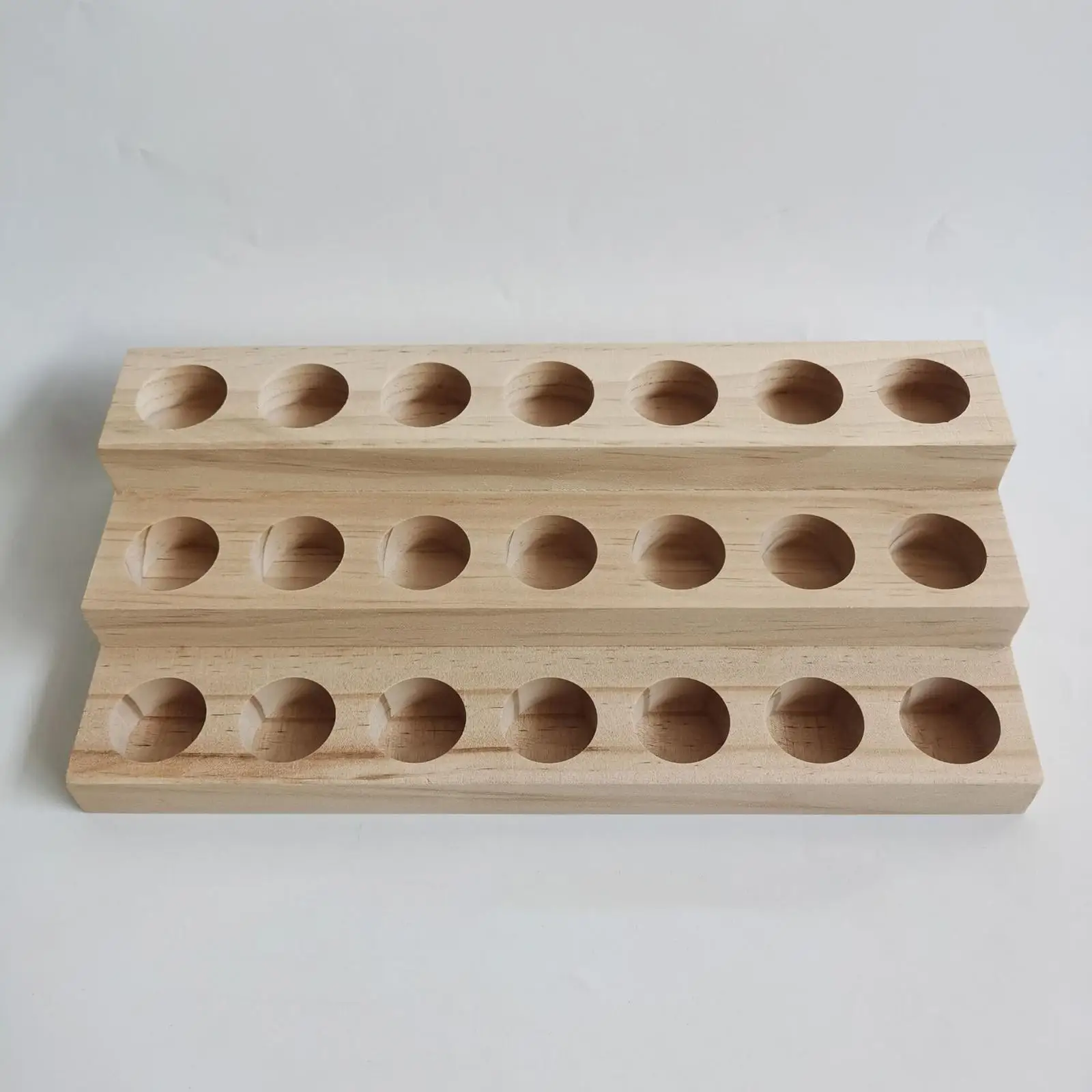 21 Holes Wooden Essential Oil Storage Rack 3 Tier Container Ornaments Tray Case