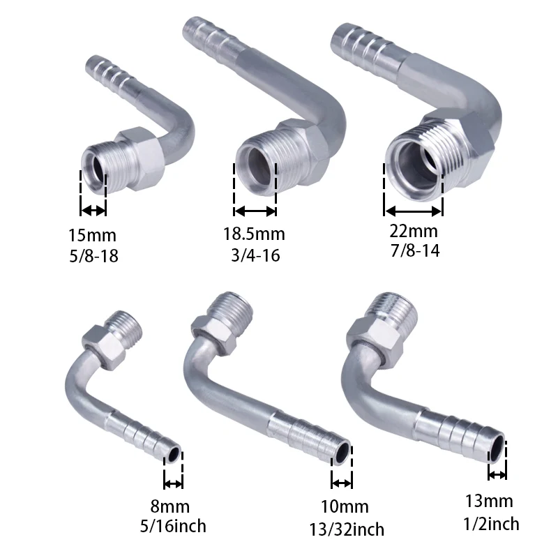 #6 #8 #10 90 Degree Male Insert O-ring Barbed Fitting for AC Refrigerant Hose air conditioner