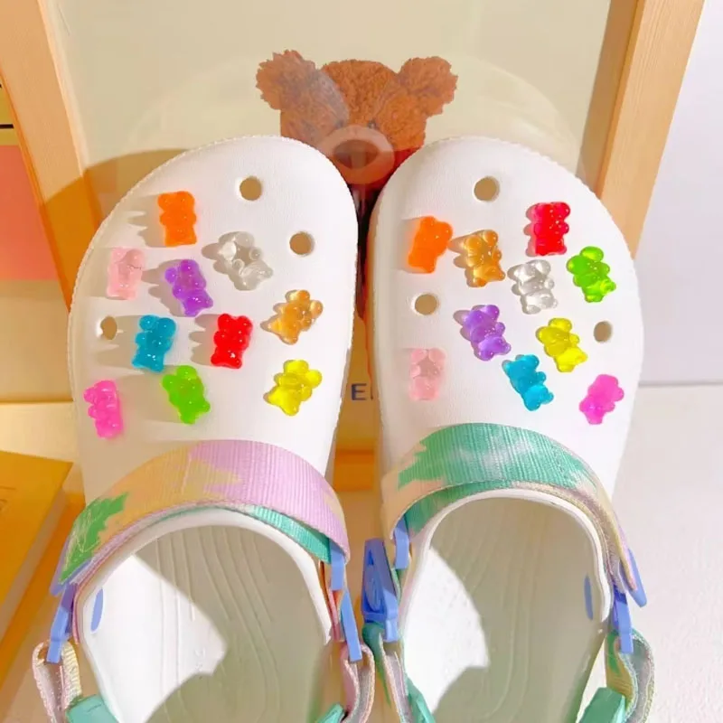10/20 pcs Cute Candy Bears Shoe Charms for Clogs Accessories DIY Slide Sandals Shoe Decoration Buckle Pins Kids Gifts Summer