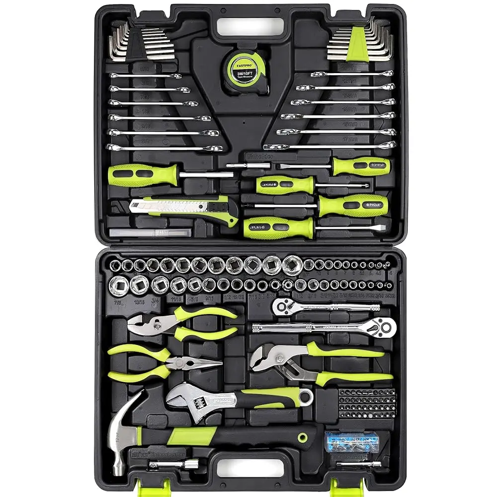 

225-Piece Household Tool Set, Sae & Metric Mechanics Hand Tool Set With Toolbox, Home/Auto Repairing Tool Kit For Diy, Home