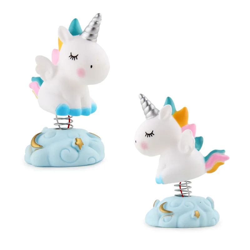 Light-up Unicorn Ornament Lights Fun Cartoon Rocking Pegasus Rainbow Horse Desktop Decorative Ornament With Base Kids Toy Gift