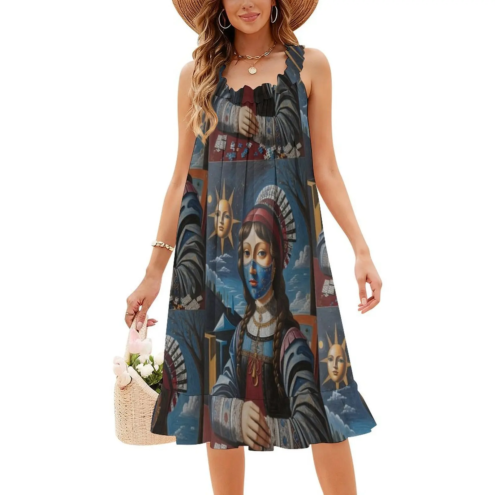 فستان موناليزا New1 للسيدات على طراز الهيب هوب ملابس الشارع مطبوعة برسومات جرافيك للحفلات ملابس للنادي موناليزا كل يوم ورقبة دائرية فستان سخي لـ #4