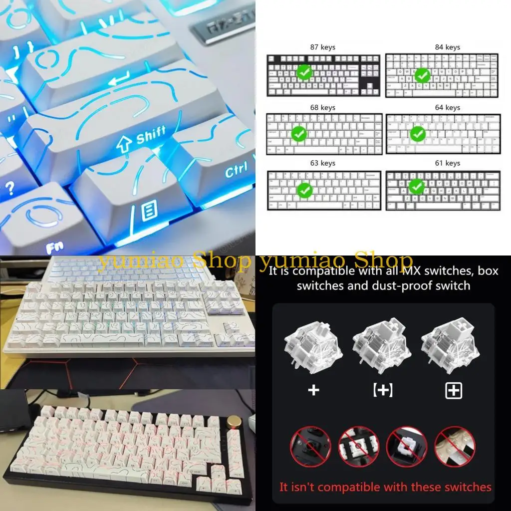 

587B 97-Key Side Printed Keycaps Professional PBT Contour4.0 Original Height