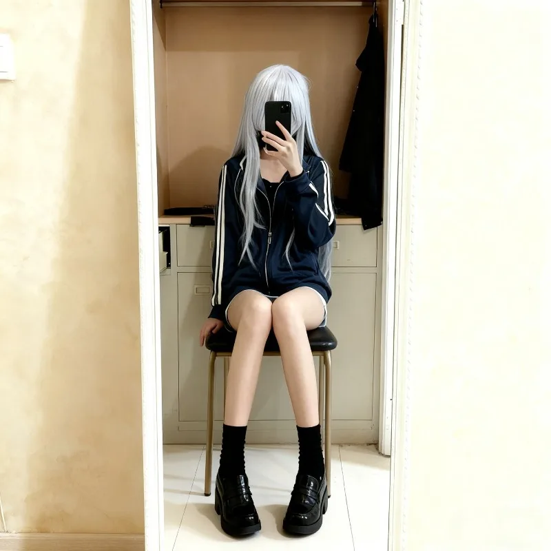 Anime Yoisaki Kanade Cosplay Costume Hoodie Stand Collar Coat Short Pants Wig Suit for Women Halloween Party Daily Wear Outfit view 5