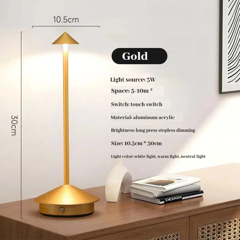 GGbingo LED-Tischlampe, wiederaufladbar, Touch-Sensor, kabellose Schreibtischlampe, 3 Farben, kreatives Ambiente-Licht für den Nachttisch, Raumdekoration, Nachtlicht
