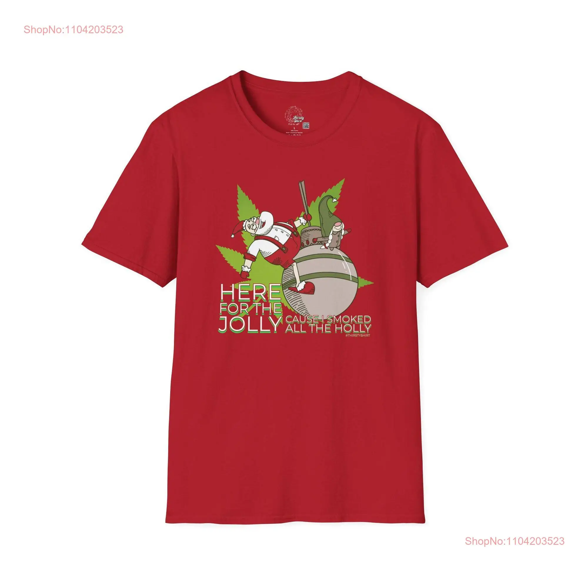 Santa and Elf Wrecking Ball Here For the Jolly Thirsty T Shirt long or short sleeves